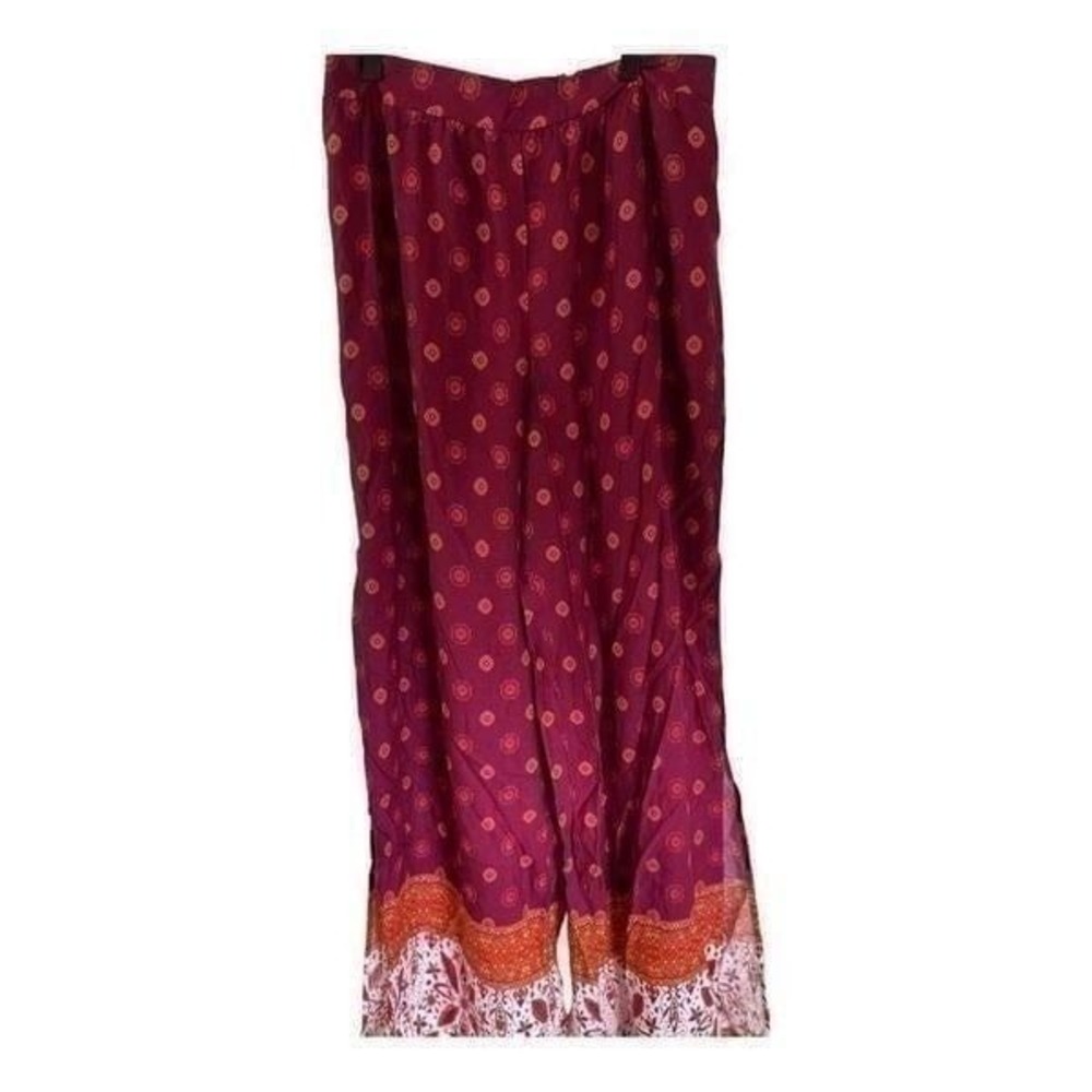 Womens Xhiliration floral Rayon Slit leg flowy pants - M‎